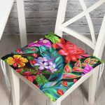 - Pofi-3450-Gorsel - Realhomes Yaprak Motifli Dijital Baskılı Modern Pofuduk Sandalye Minderi Realhomes