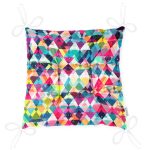 Modern Renkli Üçgen Tasarımlı Dijital Baskılı Modern Pofuduk Sandalye Minderi Realhomes