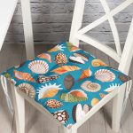 - Pofi-3470-Gorsel - Realhomes  Realhomes Mavi Zeminde Deniz Kabukları Dijital Baskılı Modern Pofuduk Sandalye Minderi Realhomes