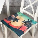 Watercolor Gün Batımı Dijital Baskılı Modern Pofuduk Sandalye Minderi Realhomes