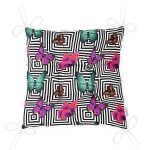 Geometrik Zeminde Renkli Kelebekler Özel Tasarım Pofuduk Sandalye Minderi Realhomes