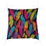 Lacivert Zeminde Renkli Tüyler Özel Tasarımlı Pofuduk Sandalye Minderi Realhomes