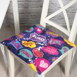 - Pofi-3493-Gorsel - Realhomes  Realhomes XO Pop Art Tasarımlı Dijital Baskılı Modern Pofuduk Sandalye Minderi Realhomes