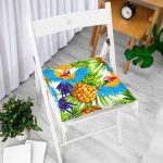 - Pofi-3497-Gorsel-1 - Realhomes Ananas Tropikal Desenli Özel Tasarım Dijital Baskılı Modern Pofuduk Sandalye Minderi Realhomes