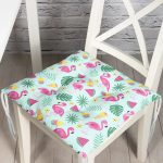 - Pofi-3517-Gorsel - Realhomes Summer Flamingo Motifli Özel Tasarım Dijital Baskılı Pofuduk Sandalye Minderi Realhomes