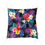 - Pofi-3536-Gorsel-2 - Realhomes  Siyah Zeminde Tropikal Orman Dijital Baskılı Modern Pofuduk Sandalye Minderi Realhomes