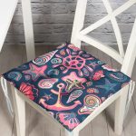 - Pofi-3538-Gorsel - Realhomes Lacivert Zeminli Deniz Midyeleri Dijital Baskılı Modern Pofuduk Sandalye Minderi Realhomes