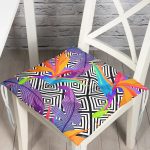 - Pofi-3543-Gorsel - Realhomes Geometrik Zeminde Tropikal Yapraklar Dijital Baskılı Modern Pofuduk Sandalye Minderi Realhomes