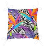 - Pofi-3543-Gorsel-2 - Realhomes Geometrik Zeminde Tropikal Yapraklar Dijital Baskılı Modern Pofuduk Sandalye Minderi Realhomes