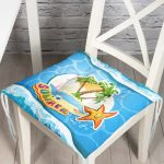 Mavi Zeminde Summer Motifli Dijital Baskılı Modern Pofuduk Sandalye Minderi Realhomes