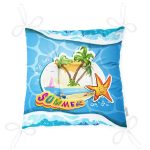 Mavi Zeminde Summer Motifli Dijital Baskılı Modern Pofuduk Sandalye Minderi Realhomes