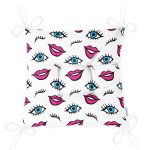 - Pofi-3555-Gorsel-2 - Realhomes Göz Dudak Kaş Motifli Özel Tasarımlı Dijital Baskılı Modern Pofuduk Sandalye Minderi Realhomes