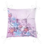 Lila Zeminde Çiçek Motifli Dijital Baskılı Modern Pofuduk Sandalye Minderi Realhomes