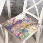 Realhomes Suluboya Desenli Dijital Baskılı Modern Pofuduk Sandalye Minderi Realhomes