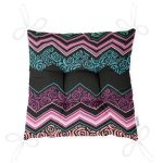 Realhomes Renkli Zigzag Dijital Baskılı Modern Pofuduk Sandalye Minderi Realhomes