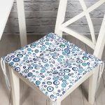 Realhomes Nazar Boncuğu Motifli Dijital Baskılı Modern Pofuduk Sandalye Minderi Realhomes