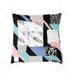 Realhomes Mermer Desenli Dijital Baskılı Modern Pofuduk Sandalye Minderi Realhomes