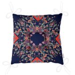 Realhomes Lacivert Zeminli Etnik Motifler Dijital Baskılı Modern Pofuduk Sandalye Minderi Realhomes