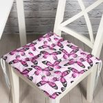 Mor Kelebek Motifli Dijital Baskılı Modern Pofuduk Sandalye Minderi Realhomes