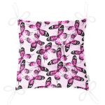 Mor Kelebek Motifli Dijital Baskılı Modern Pofuduk Sandalye Minderi Realhomes