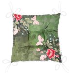 Realhomes Haki Zeminde Rengarenk Çiçekler Dijital Baskılı Modern Pofuduk Sandalye Minderi Realhomes