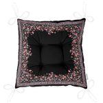 - Pofi-3794-Gorsel-2 - Realhomes  Realhomes Siyah Zeminde Pembe Çiçekler Özel Tasarım Dijital Baskılı Pofuduk Sandalye Minderi Realhomes