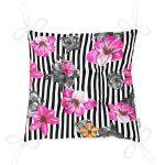 - Pofi-3805-Gorsel-2 - Realhomes Realhomes Çizgili Zeminde Rengarenk Çiçekler Dijital Baskılı Modern Pofuduk Sandalye Minderi Realhomes