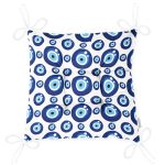 Realhomes Nazar Boncuğu Motifli Dijital Baskılı Modern Pofuduk Sandalye Minderi Realhomes