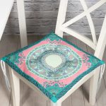 Realhomes Çini Motifli Dijital Baskılı Modern Pofuduk Sandalye Minderi Realhomes