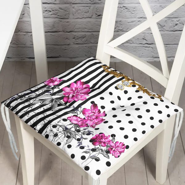 Realhomes Multi Color Özel Tasarım Dijital Baskılı Modern Pofuduk Sandalye Minderi Realhomes