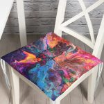 Realhomes Sulu Boya Desenli Özel Tasarım Dijital Baskılı Modern Pofuduk Sandalye Minderi Realhomes