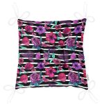 Çizgili Zeminde Rengarenk Çiçekler Dijital Baskılı Modern Pofuduk Sandalye Minderi Realhomes