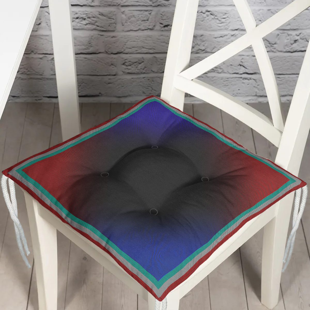 Kırmızı Lacivert Soyut Tarzda Özel Tasarım Dijital Baskılı Modern Pofuduk Sandalye Minderi Realhomes
