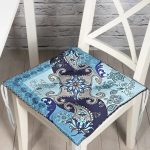 Modern Mavi Temalı Özel Tasarım Dijital Baskılı Pofuduk Sandalye Minderi Realhomes