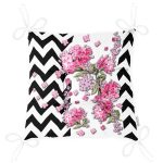 - Pofi-4172-Gorsel-2 - Realhomes Siyah Zikzak Zeminde İlkbahar Çiçekleri Temalı Pofuduk Sandalye Minderi Realhomes