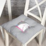 - Pofi-4313-Gorsel - Realhomes  Realhomes Gri Zeminli Unicorn At Desenli Özel Tasarım Modern Pofuduk Sandalye Minderi Realhomes