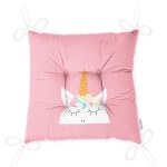 - Pofi-4314-Gorsel-2 - Realhomes  Pembe Zeminde Unicorn Desenli Tasarımlı Dijital Baskılı Çocuk Odası Pofuduk Sandalye Minderi Realhomes