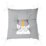 - Pofi-4315-Gorsel-2 - Realhomes  Gri Zeminde Unicorn Desenli Tasarımlı Dijital Baskılı Çocuk Odası Pofuduk Sandalye Minderi Realhomes