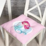 Realhomes Pembe Zeminde Denizkızı Desenli Dijital Baskılı Modern Pofuduk Sandalye Minderi Realhomes