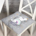 - Pofi-4327g-Gorsel - Realhomes  Realhomes Gri Zeminde Unicorn Özel Tasarımlı At Motifli Modern Pofuduk Sandalye Minderi Realhomes