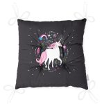 - Pofi-4334-Gorsel-2 - Realhomes Siyah Zeminde Unicorn Sevimli At Çocuk Odası Pofuduk Sandalye Minderi Realhomes