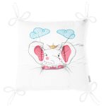 Realhomes Pembe Sevimli Fil Tasarımlı Modern Pofuduk Sandalye Minderi Realhomes