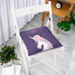 - Pofi-4356-Gorsel-1 - Realhomes Mor Zeminde Baby Shower Unicorn At Tasarımlı Modern Pofuduk Sandalye Minderi Realhomes
