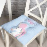 - Pofi-4356m-Gorsel - Realhomes  Mavi Zeminde Baby Shower Unicorn At Tasarımlı Modern Pofuduk Sandalye Minderi Realhomes