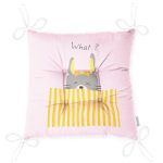 Realhomes Pembe Zeminde Gri Sarı Ayıcık Motifli Modern Pofuduk Sandalye Minderi Realhomes