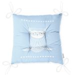 Realhomes Mavi Zeminde Baykuş Özel Tasarımlı Modern Pofuduk Sandalye Minderi Realhomes