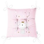 Pembe Zeminde Renkli Puanlı Kedicik Desenli Modern Pofuduk Sandalye Minderi Realhomes