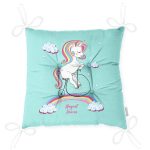 Bisiklete Binmiş Unicorn Desenli Özel Tasarımlı Dijital Baskılı Modern Pofuduk Sandalye Minderi Realhomes