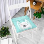 - Pofi-4395-Gorsel-1 - Realhomes  Yeşil Zeminde Sevimli Ayıcık Motifli Modern Pofuduk Sandalye Minderi Realhomes