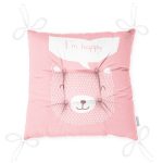 Pembe Zeminde Mutlu Ayıcık Desenli Bebek Odası Pofuduk Sandalye Minderi Realhomes